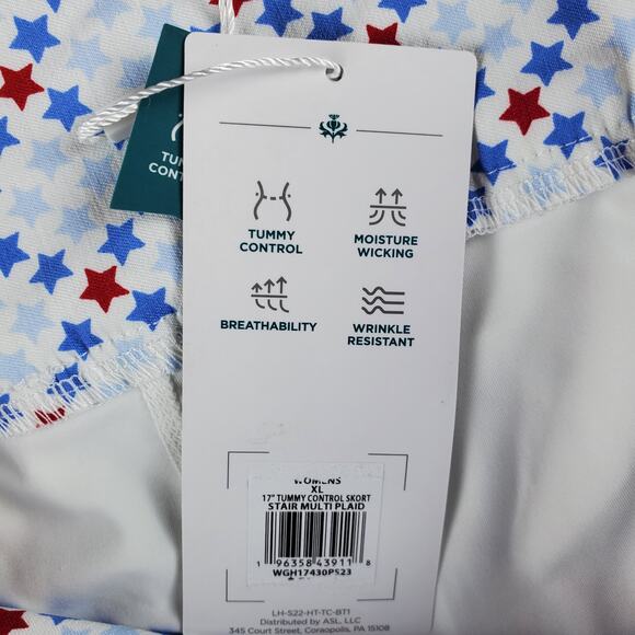 Lady Hagen Womens XL Tummy Control Pull On Skort Star Multi Plaid New - Picture 7 of 9